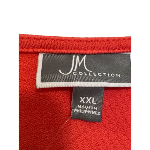 JM Collection Womens XXL Red Embroidered Bell Sleeve Tunic Top Polyester/Spandex - Picture 3 of 6